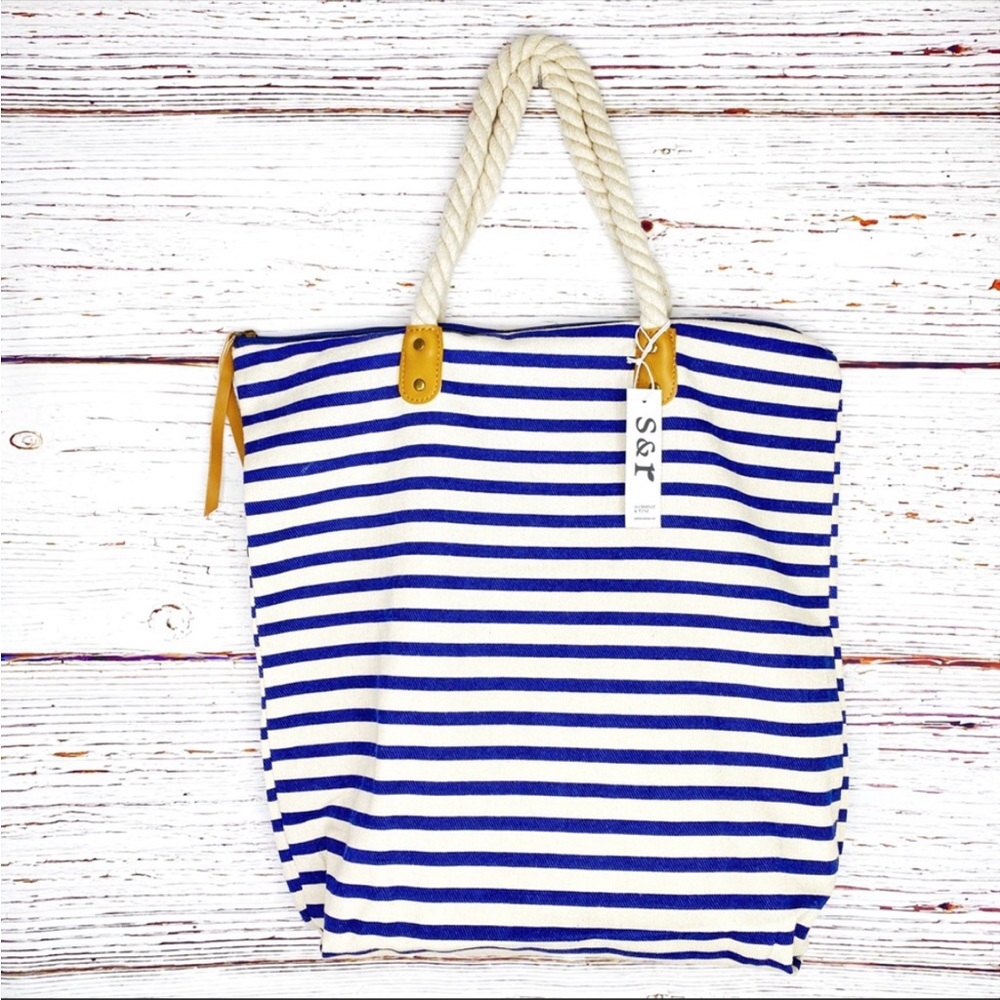 Summer & Rose Brittany striped zippered tote bag
